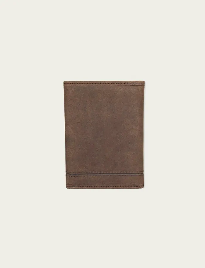 Grooved Leather Trifold Wallet Dark Brown Men Lucky Brand Bags and Wallets