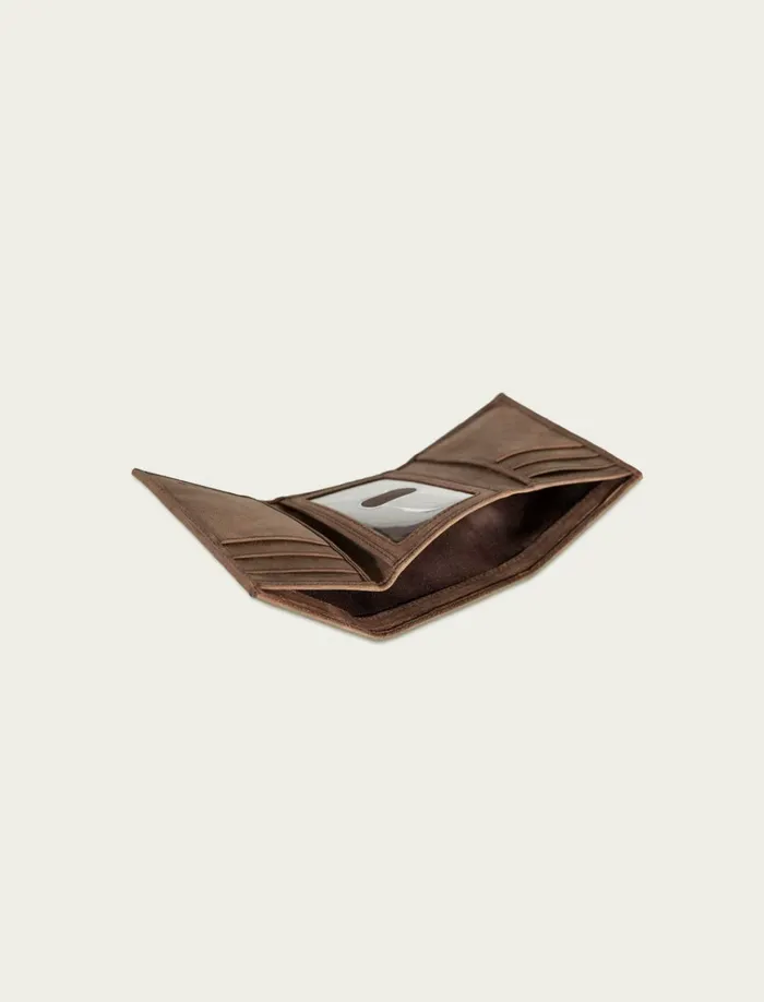 Grooved Leather Trifold Wallet Dark Brown Men Lucky Brand Bags and Wallets