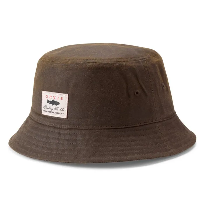 Hats Men Orvis Waxed Cotton Bucket Hat Olive