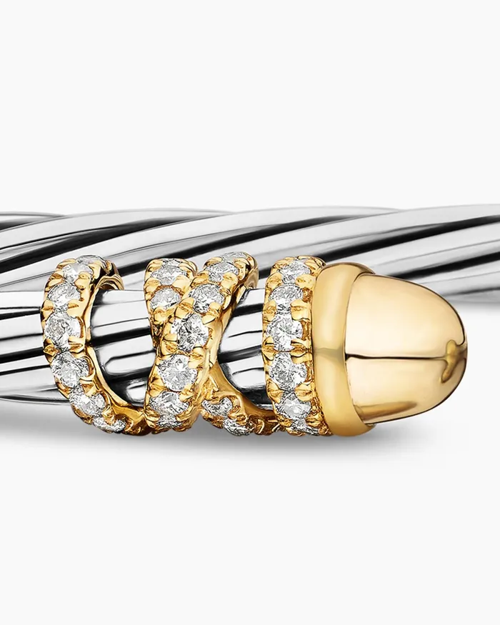 Helena Bracelet In Sterling Silver With 18K Yellow Gold And Diamonds 4mm Women David Yurman Cuff Helena Bracelet In Sterling Silver With 18K Yellow Gold And Diamonds 4mm Women David Yurman Cuff