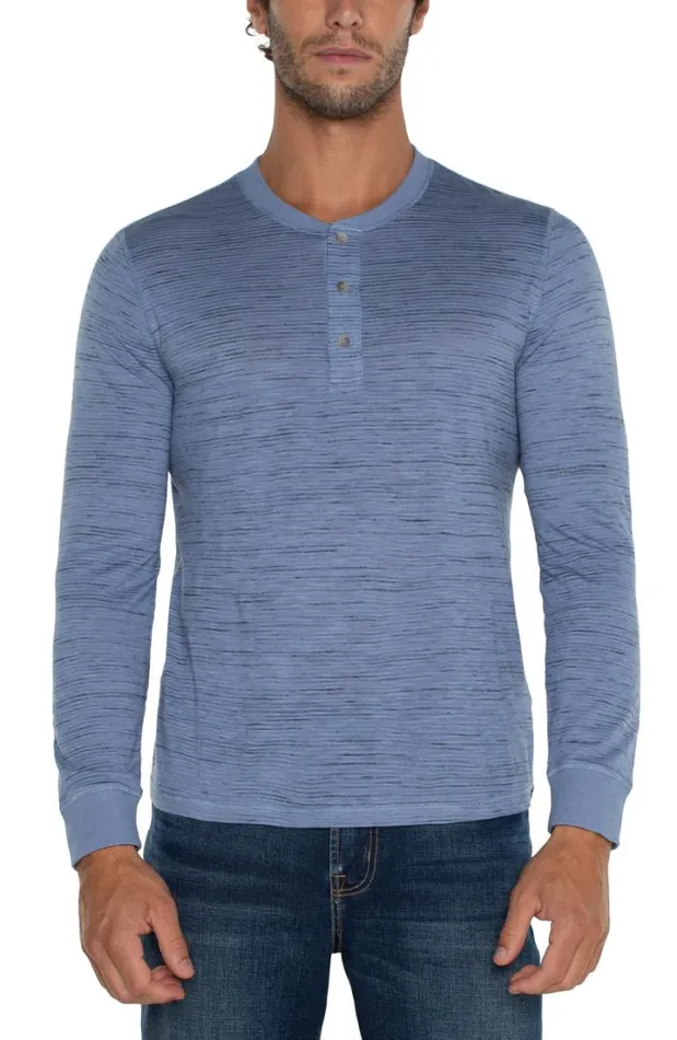 HENLEYS Men Liverpool Los Angeles LONG SLEEVE HENLEY Country Blue