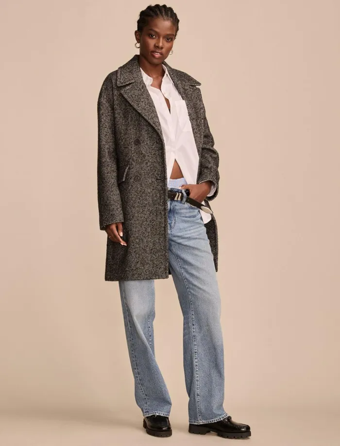Herringbone Double Breasted Coat Black Herringbone Women Lucky Brand Jackets and Outerwear Herringbone Double Breasted Coat Black Herringbone Women Lucky Brand Jackets and Outerwear