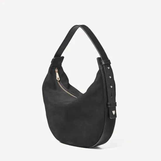 Hobo Crescent Black Suede Women Aspinal Of London Shoulder