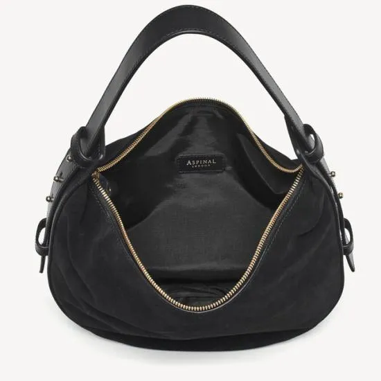 Hobo Crescent Black Suede Women Aspinal Of London Shoulder