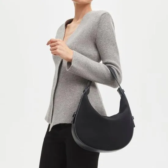 Hobo Crescent Black Suede Women Aspinal Of London Shoulder