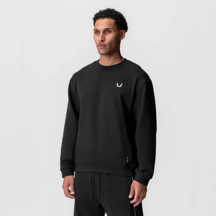 Hoodies and Sweatshirts Men ASRV Herringbone Terry Crewneck Black