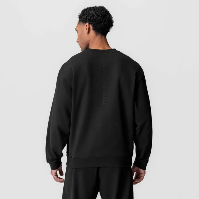 Hoodies and Sweatshirts Men ASRV Herringbone Terry Crewneck Black