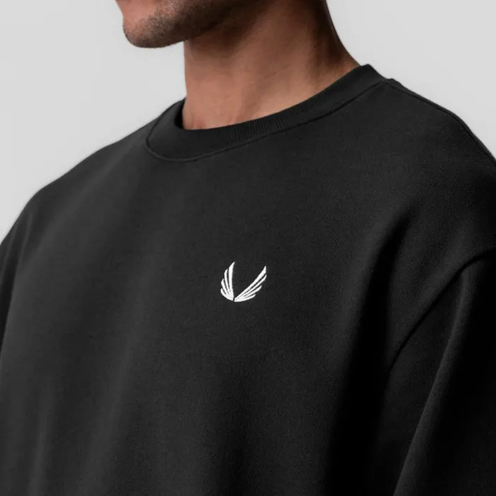 Hoodies and Sweatshirts Men ASRV Herringbone Terry Crewneck Black