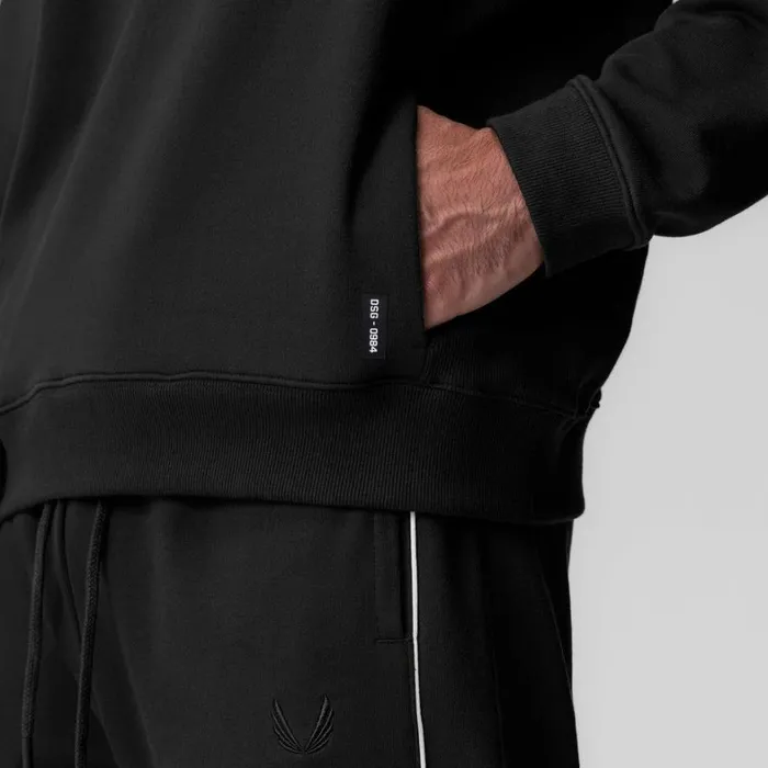 Hoodies and Sweatshirts Men ASRV Herringbone Terry Crewneck Black