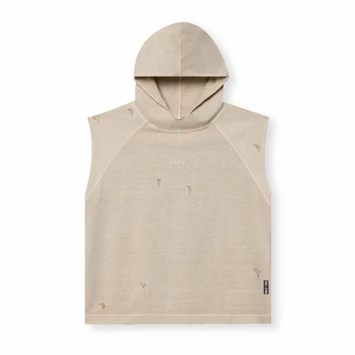 Hoodies and Sweatshirts Men ASRV Tech Essential Cutoff Hoodie Faded Beige