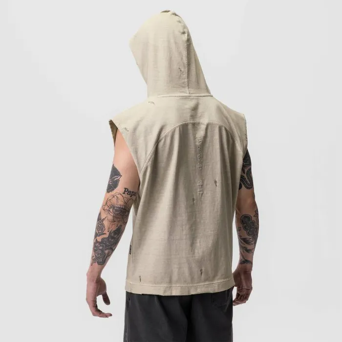 Hoodies and Sweatshirts Men ASRV Tech Essential Cutoff Hoodie Faded Beige