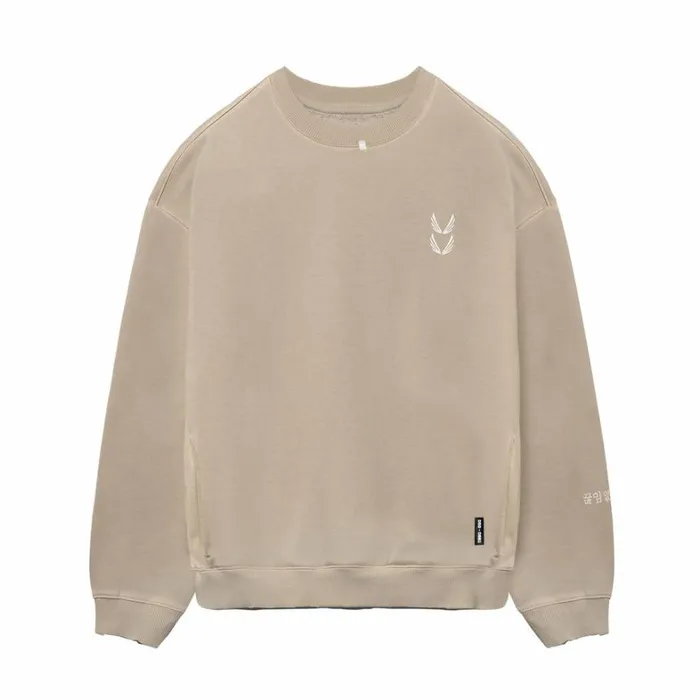 Hoodies and Sweatshirts Men ASRV Tech Essential Distressed Crewneck Faded Chai Hoodies and Sweatshirts Men ASRV Tech Essential Distressed Crewneck Faded Chai