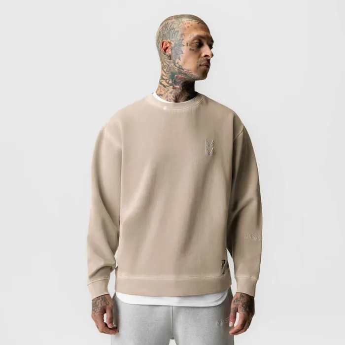 Hoodies and Sweatshirts Men ASRV Tech Essential Distressed Crewneck Faded Chai
