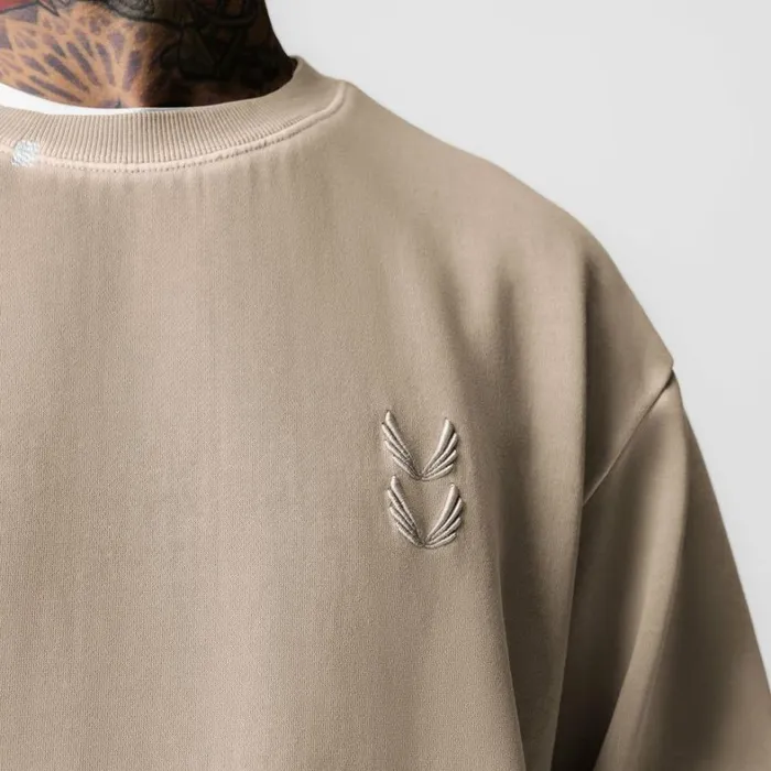 Hoodies and Sweatshirts Men ASRV Tech Essential Distressed Crewneck Faded Chai