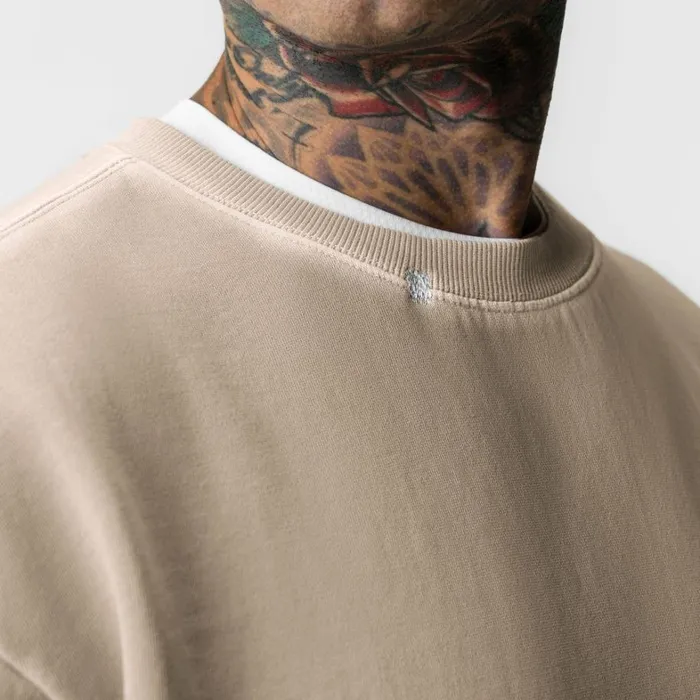 Hoodies and Sweatshirts Men ASRV Tech Essential Distressed Crewneck Faded Chai
