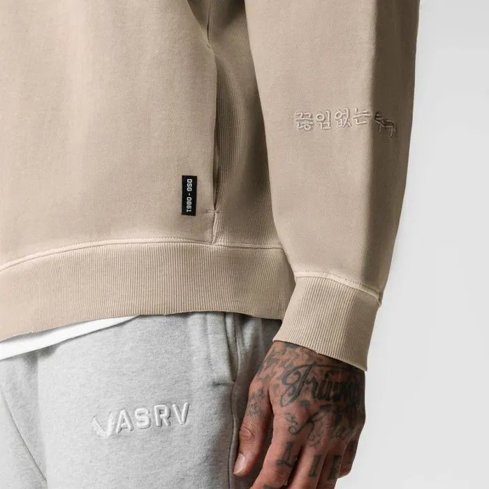 Hoodies and Sweatshirts Men ASRV Tech Essential Distressed Crewneck Faded Chai