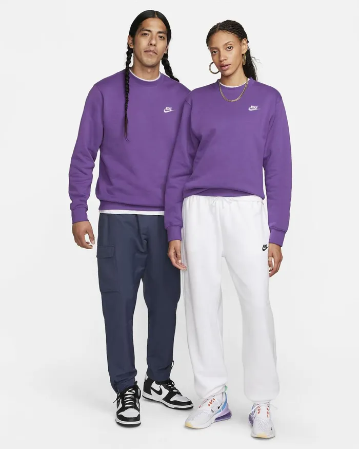 Hoodies And Sweatshirts Men Nike Sportswear Club Fleece Purple Cosmoswhite