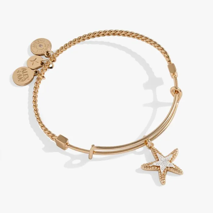 Iconic Women Alex And Ani Textured Starfish Charm Bangle Two Tone