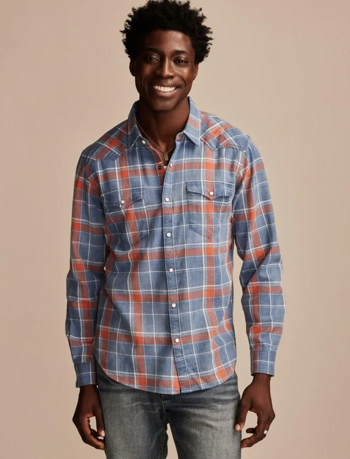 Indigo Twill Long Sleeve Masa Western Shirt Red Multi Men Lucky Brand ButtonDowns Indigo Twill Long Sleeve Masa Western Shirt Red Multi Men Lucky Brand ButtonDowns