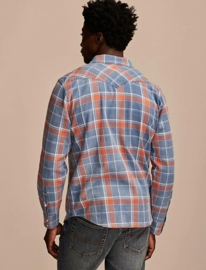 Indigo Twill Long Sleeve Masa Western Shirt Red Multi Men Lucky Brand ButtonDowns