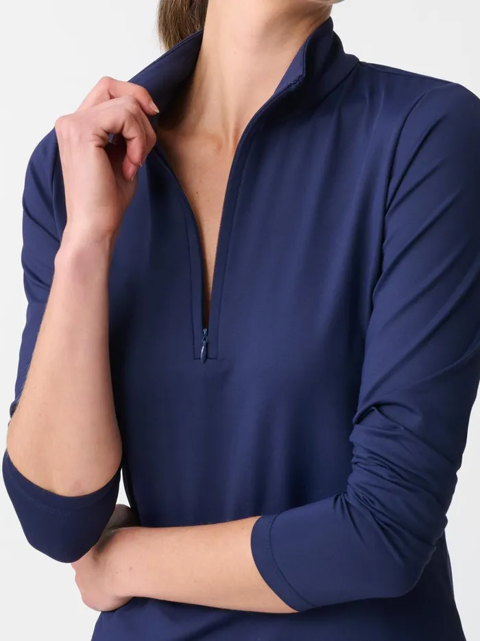 JMclaughlin Ace 14 Zip Top Navy Women Shirts and Tops