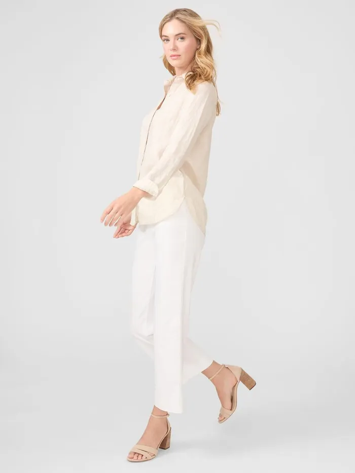 JMclaughlin Britt Linen Shirt Tan Women Shirts and Tops