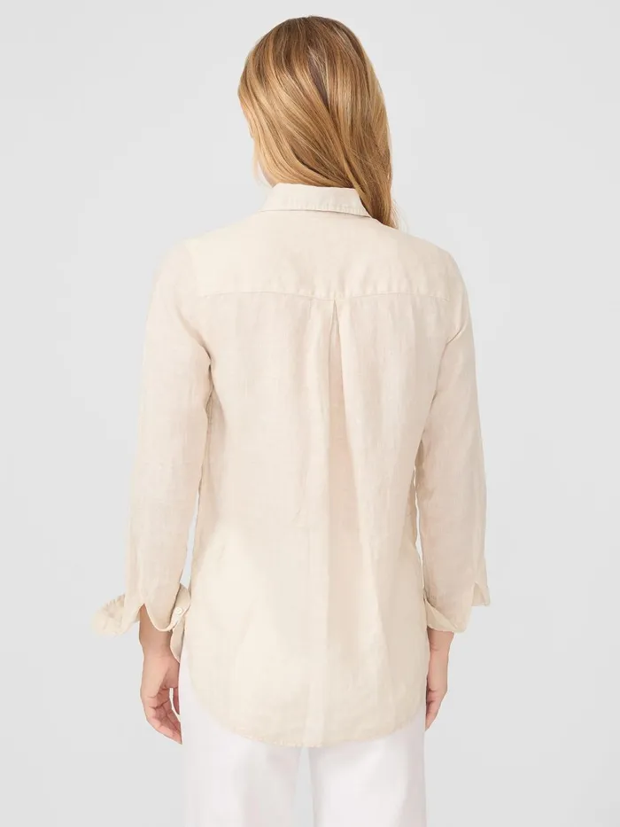 JMclaughlin Britt Linen Shirt Tan Women Shirts and Tops