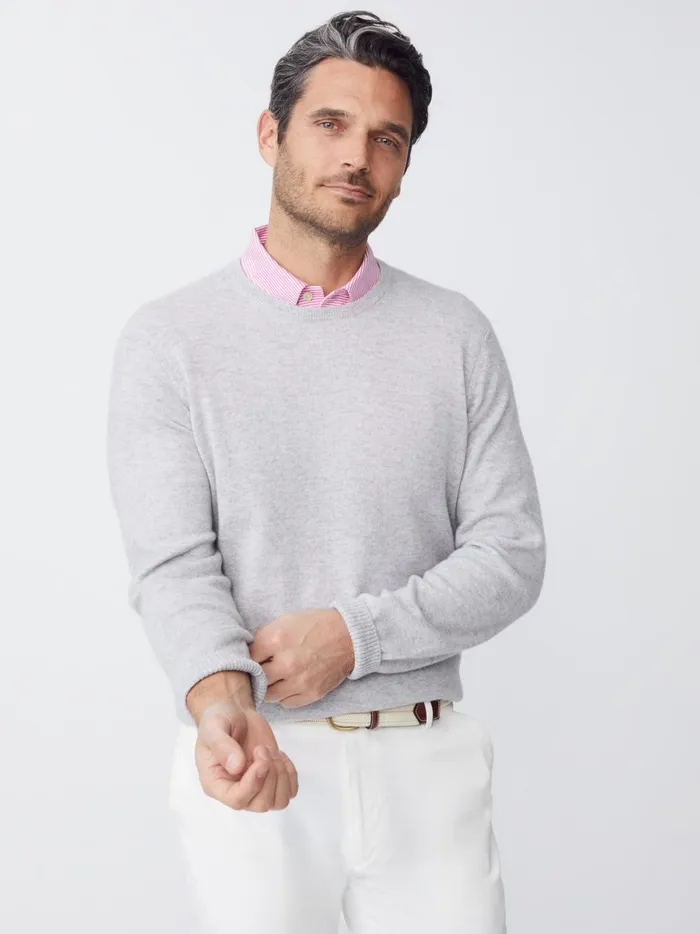 JMclaughlin Caldwell Cashmere Sweater Light Heather Gray Men Sweaters