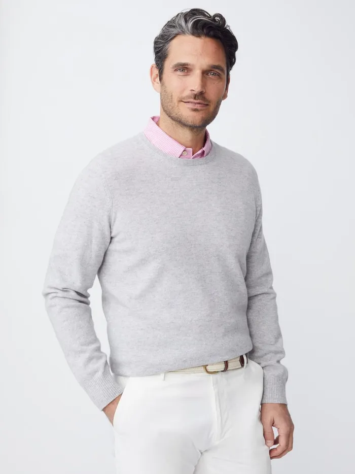 JMclaughlin Caldwell Cashmere Sweater Light Heather Gray Men Sweaters