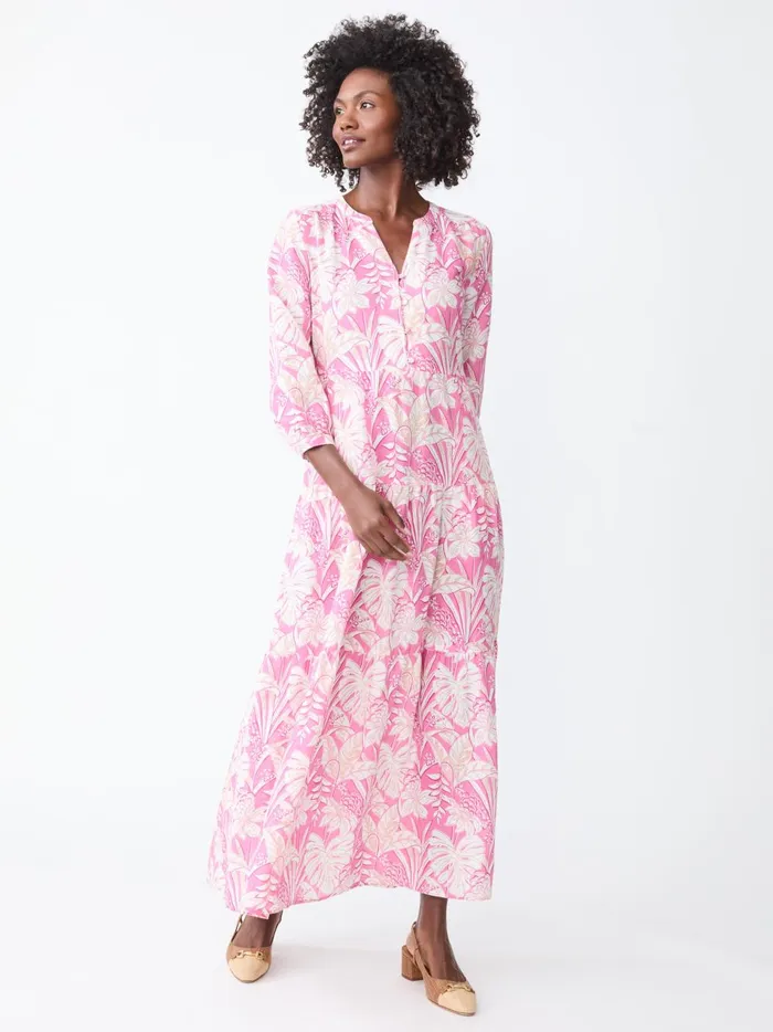JMclaughlin Cunningham Dress In Field Blooms Pinkwhiteorange Women Dresses