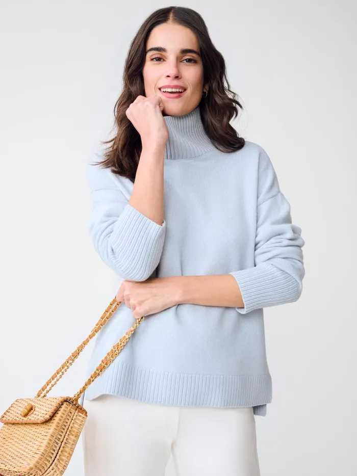 JMclaughlin Dina Metallic Cashmere Sweater Powder Blue Women Sweaters