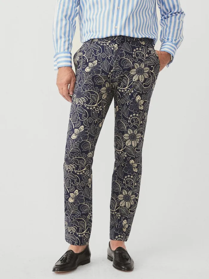 JMclaughlin Lukas Pants In Night Blooms Navyoff White Men Pants