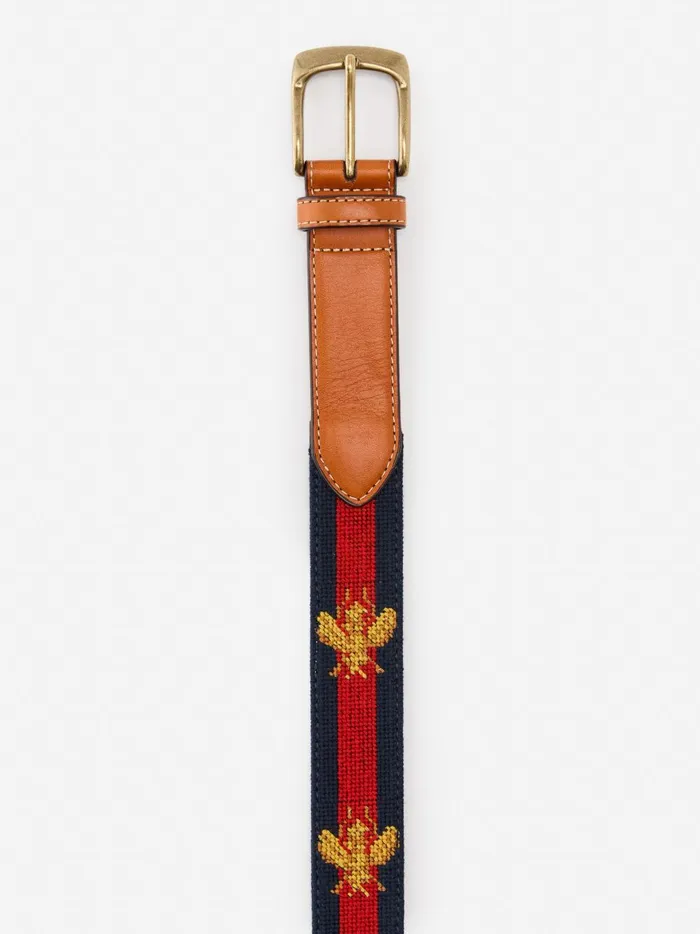 JMclaughlin Needlepoint Belt In Bee Navyred Men Belts
