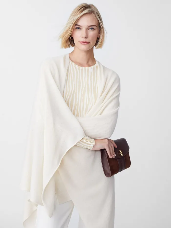 JMclaughlin Rossi Cashmere Wrap Off White Women Jackets and Outerwear