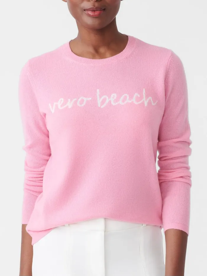 JMclaughlin Shield Cashmere Sweater In Vero Beach Pinkwhite Women Sweaters