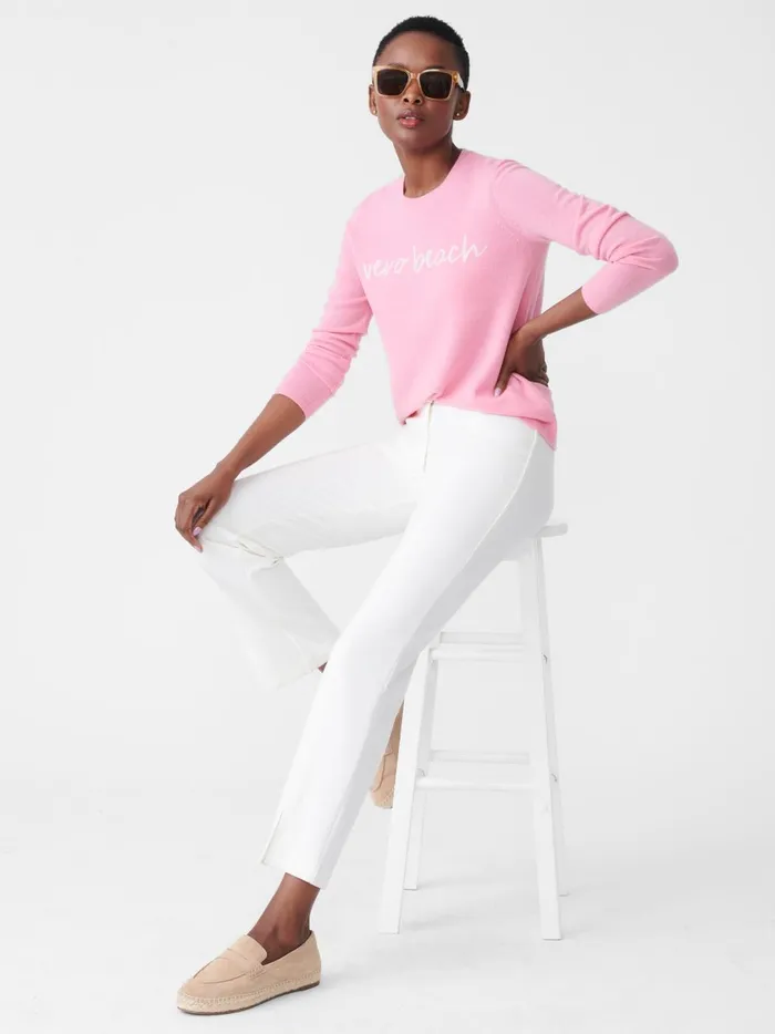 JMclaughlin Shield Cashmere Sweater In Vero Beach Pinkwhite Women Sweaters JMclaughlin Shield Cashmere Sweater In Vero Beach Pinkwhite Women Sweaters