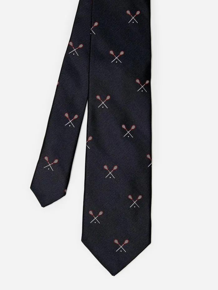 JMclaughlin Silk Tie In Lacrosse Sticks Black Men Ties