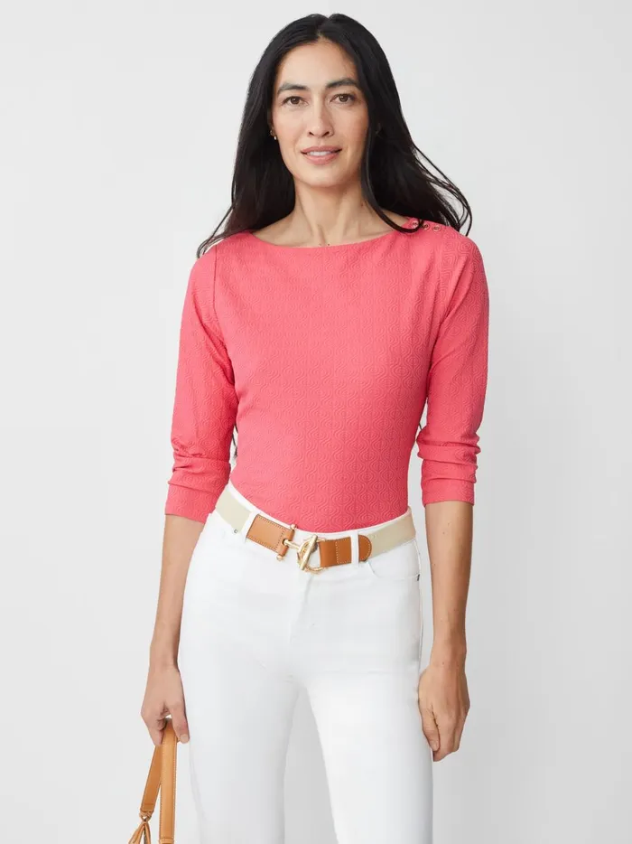 JMclaughlin Wavesong Tee In Riptide Jacquard Garden Pink Women Shirts and Tops JMclaughlin Wavesong Tee In Riptide Jacquard Garden Pink Women Shirts and Tops