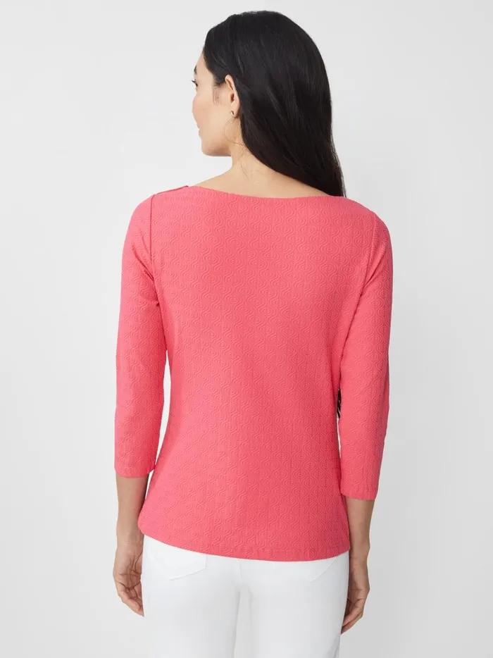 JMclaughlin Wavesong Tee In Riptide Jacquard Garden Pink Women Shirts and Tops