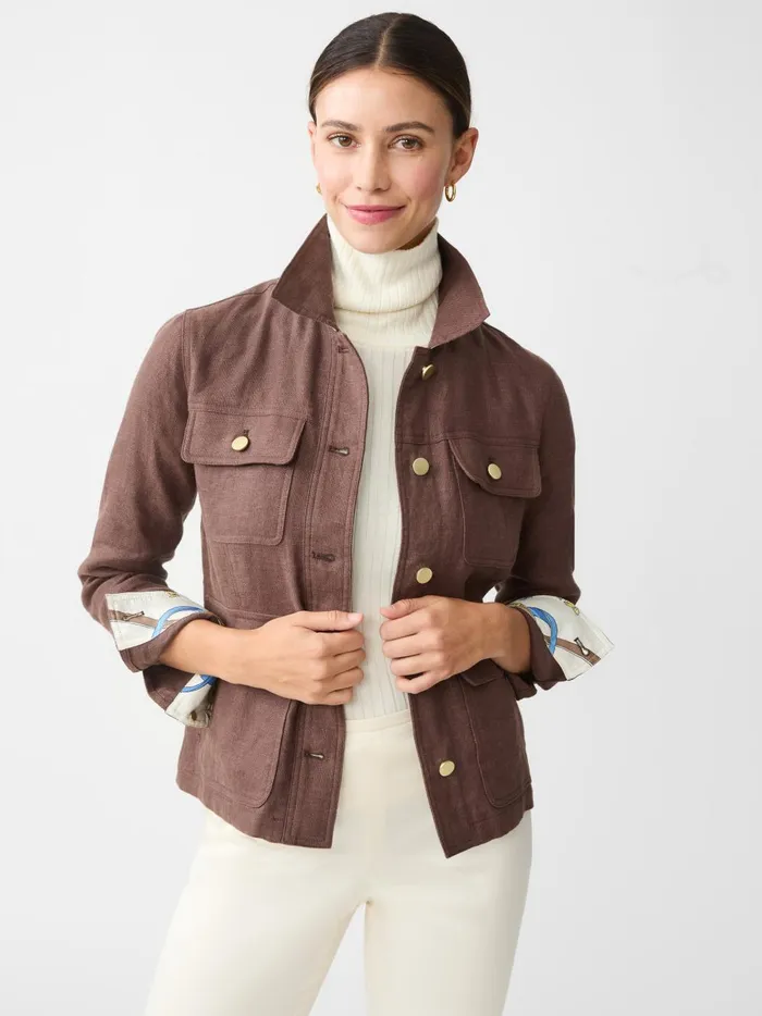 JMclaughlin Willow Linen Jacket Dark Brown Women Jackets and Outerwear