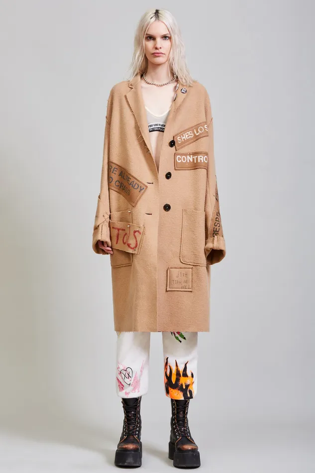 Jackets and Coats Women R13 Graffiti Coat 8211 Camel