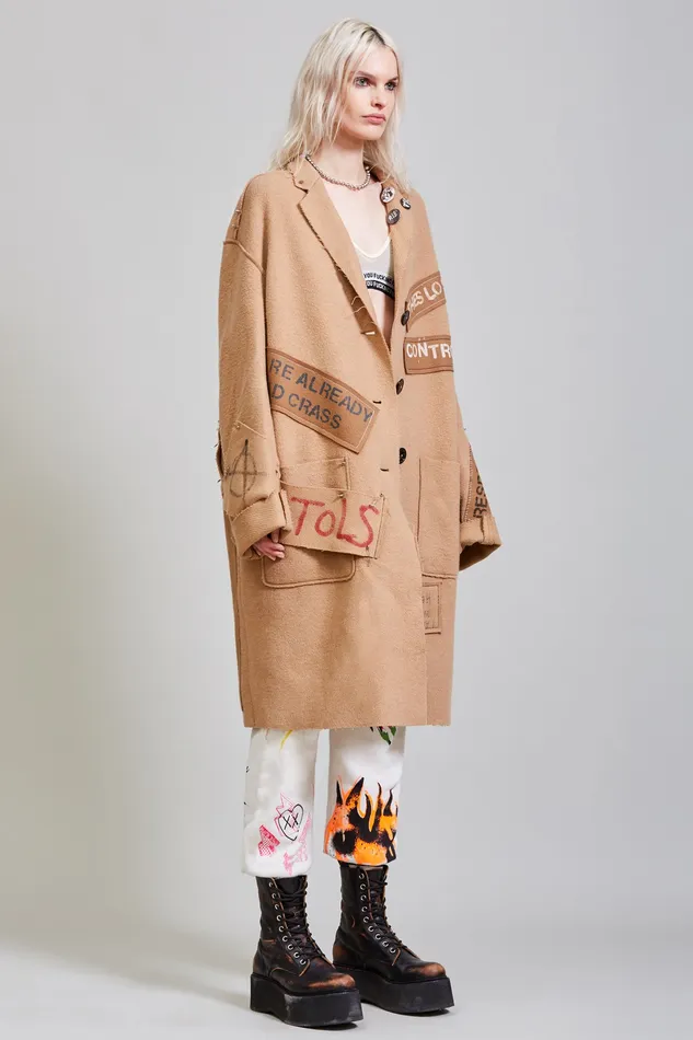 Jackets and Coats Women R13 Graffiti Coat 8211 Camel