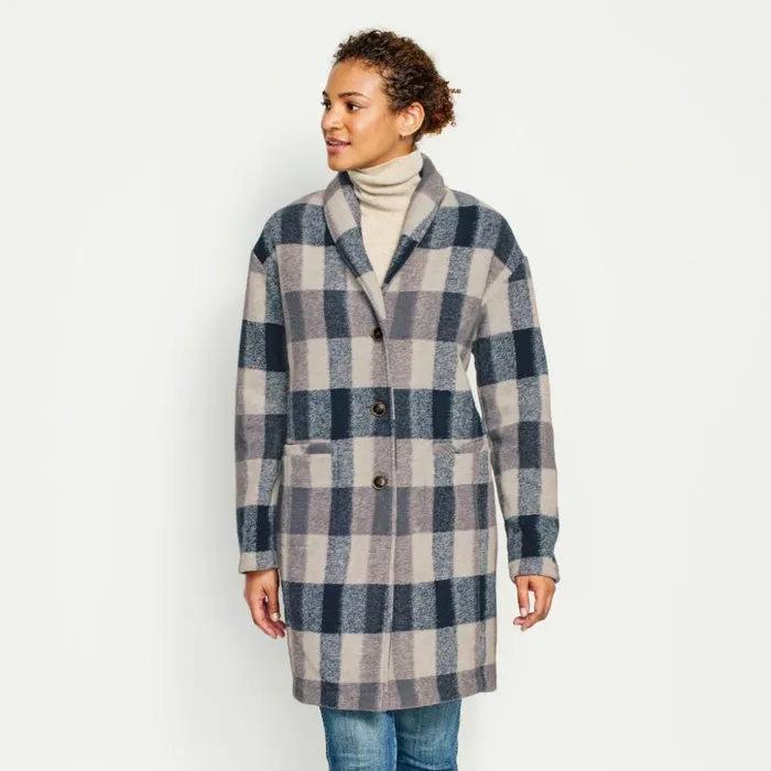 Jackets Women Orvis Saturday Fleece Coat Navy Check