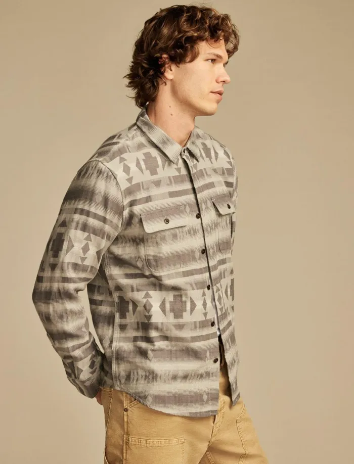 Jacquard Double Weave Humboldt Long Sleeve Shirt Grey Jaquard Men Lucky Brand Shirts and Tops