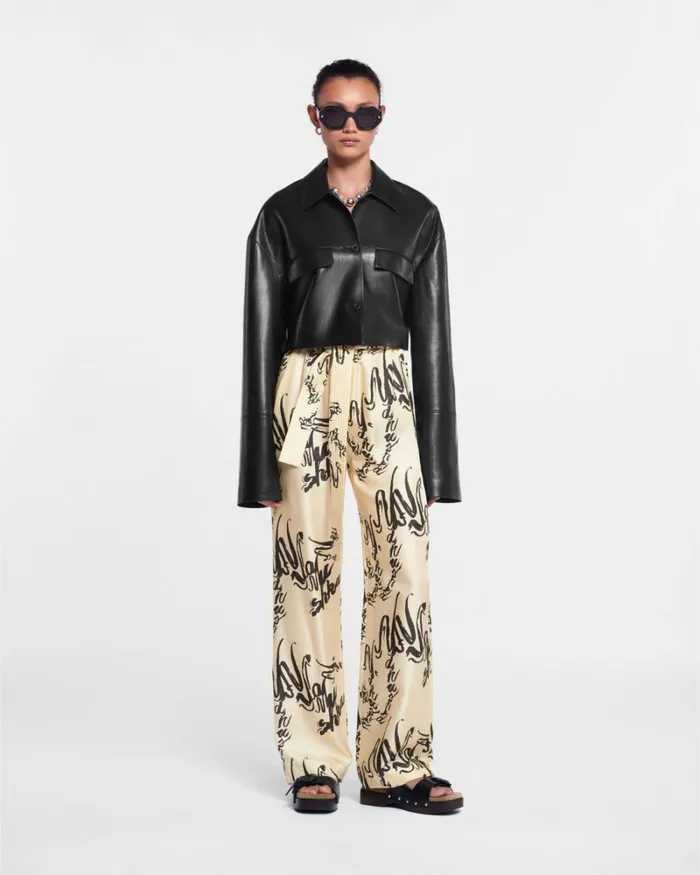 Jadine Calligraphy Creme Black Women Nanushka Pants