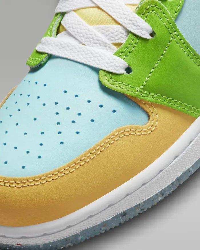 Jordan Kids Nike Air Jordan 1 Mid SE Glacier Icecitron Pulseaction Greenwhite