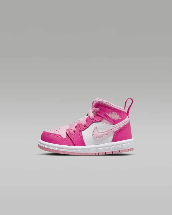 Jordan Kids Nike Jordan 1 Mid Whitefierce Pinkmedium Soft Pink