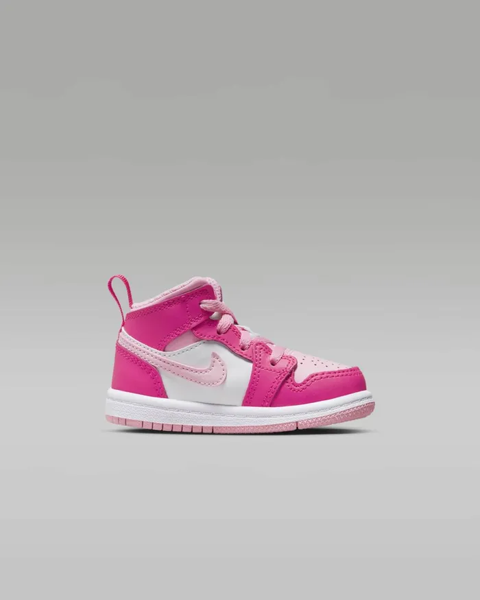 Jordan Kids Nike Jordan 1 Mid Whitefierce Pinkmedium Soft Pink