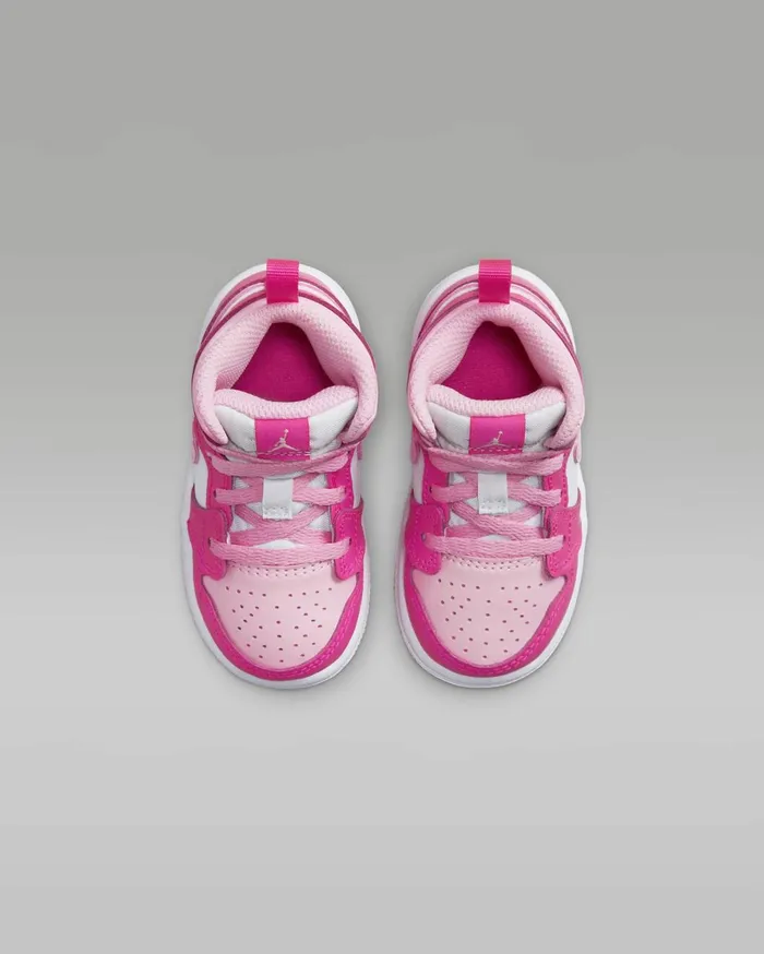 Jordan Kids Nike Jordan 1 Mid Whitefierce Pinkmedium Soft Pink