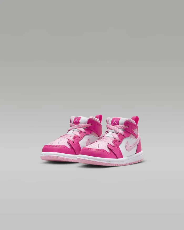 Jordan Kids Nike Jordan 1 Mid Whitefierce Pinkmedium Soft Pink